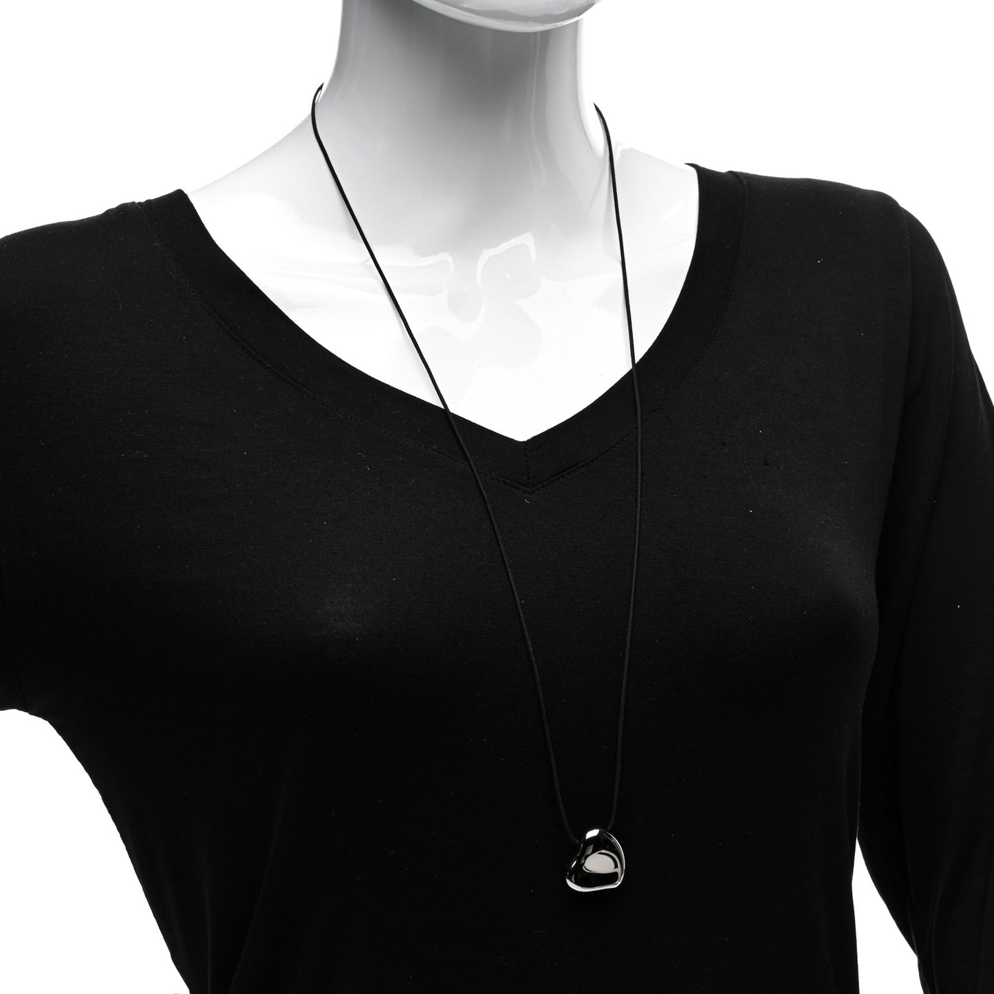 Ruthenium 26mm Elsa Peretti Full Heart Pendant Cord Necklace Black
