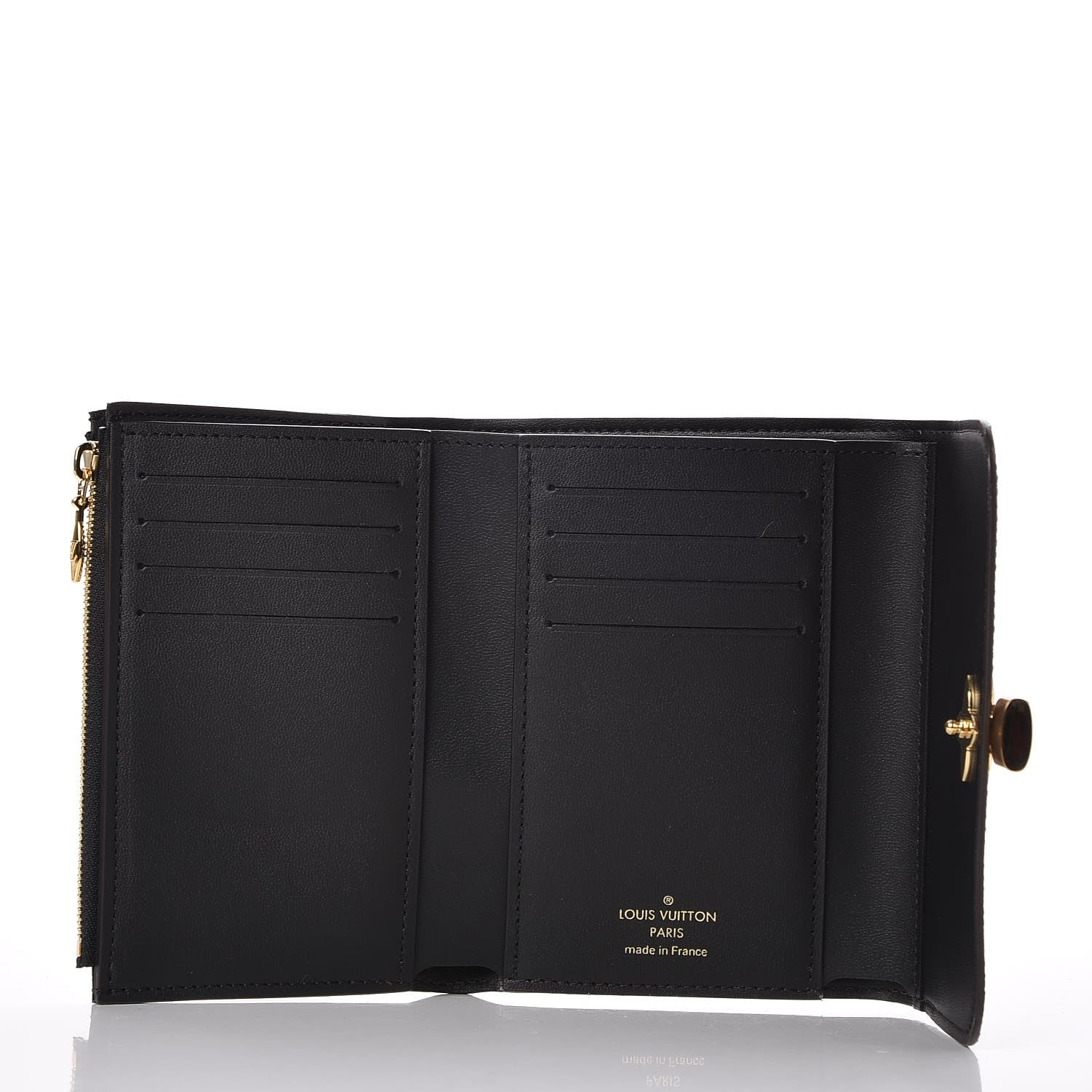 Louis Vuitton Monogram Flower Lock Compact Wallet Black 5 of 8