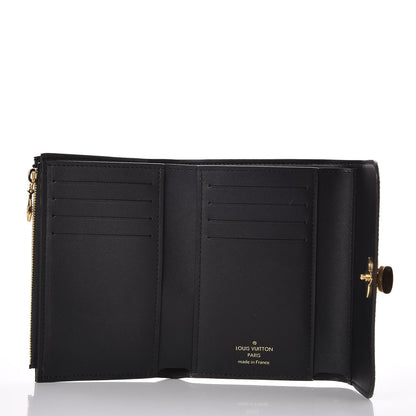 Louis Vuitton Monogram Flower Lock Compact Wallet Black 5 of 8