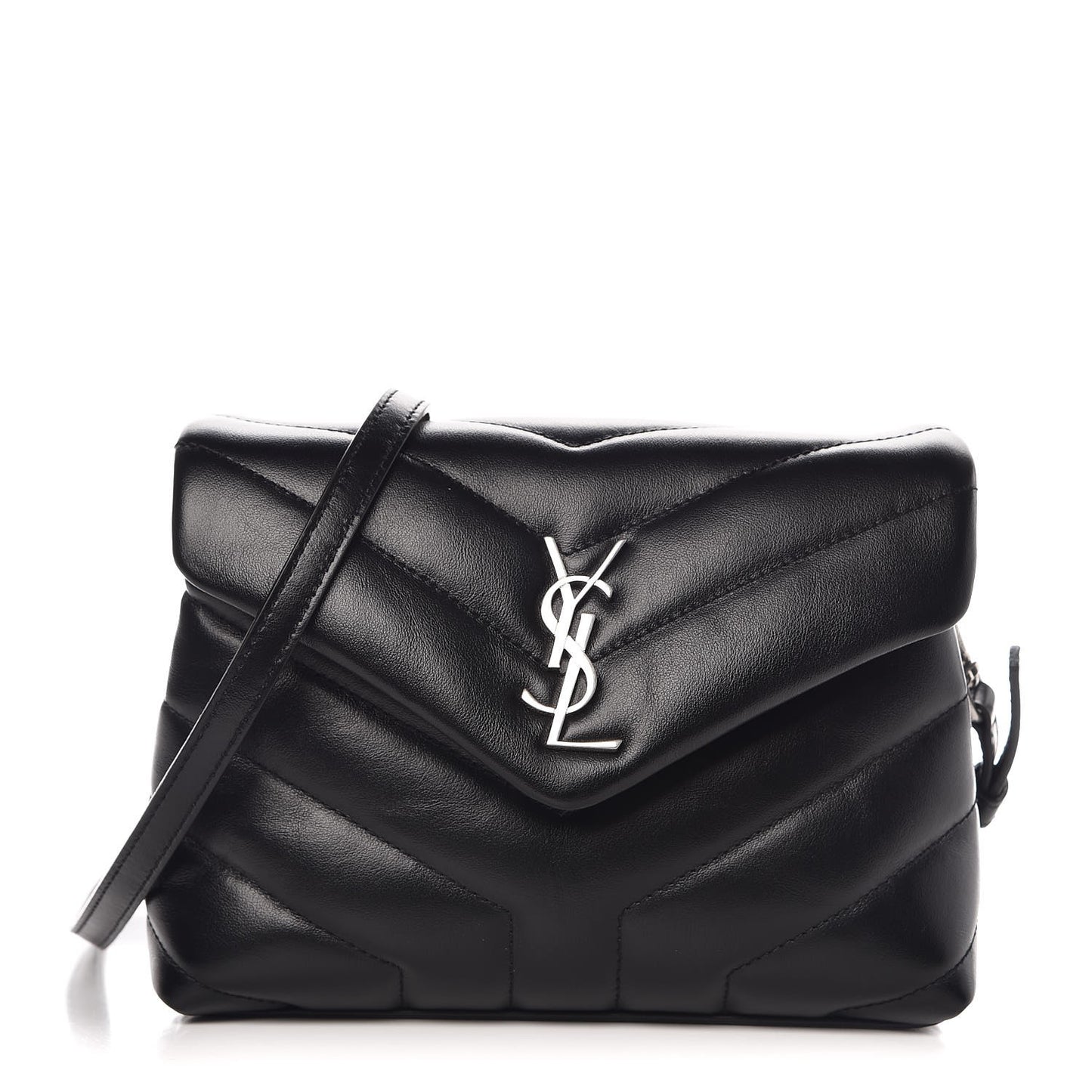 Calfskin Y Quilted Monogram Toy Loulou Crossbody Bag Black