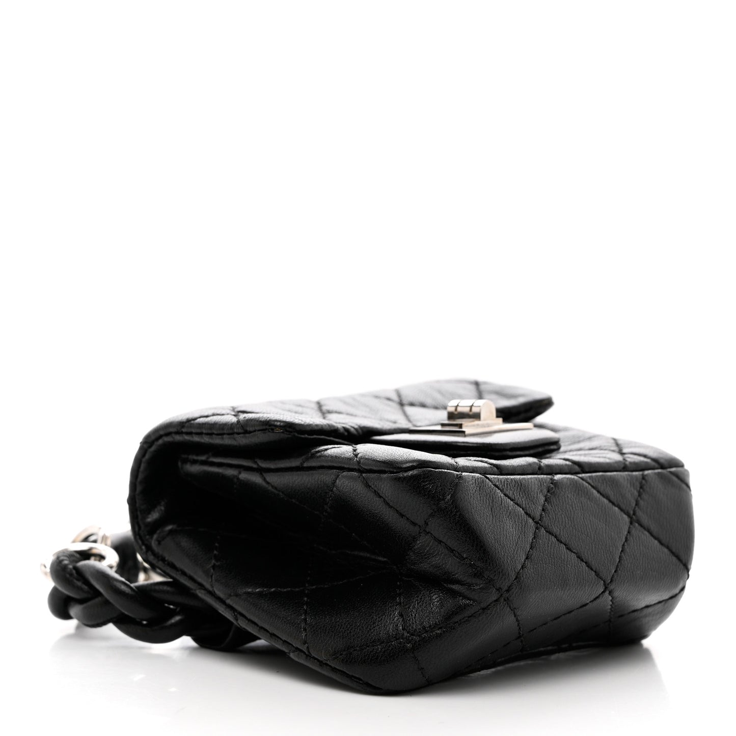 Calfskin Quilted 2.55 Ankle Wrist Bag Black