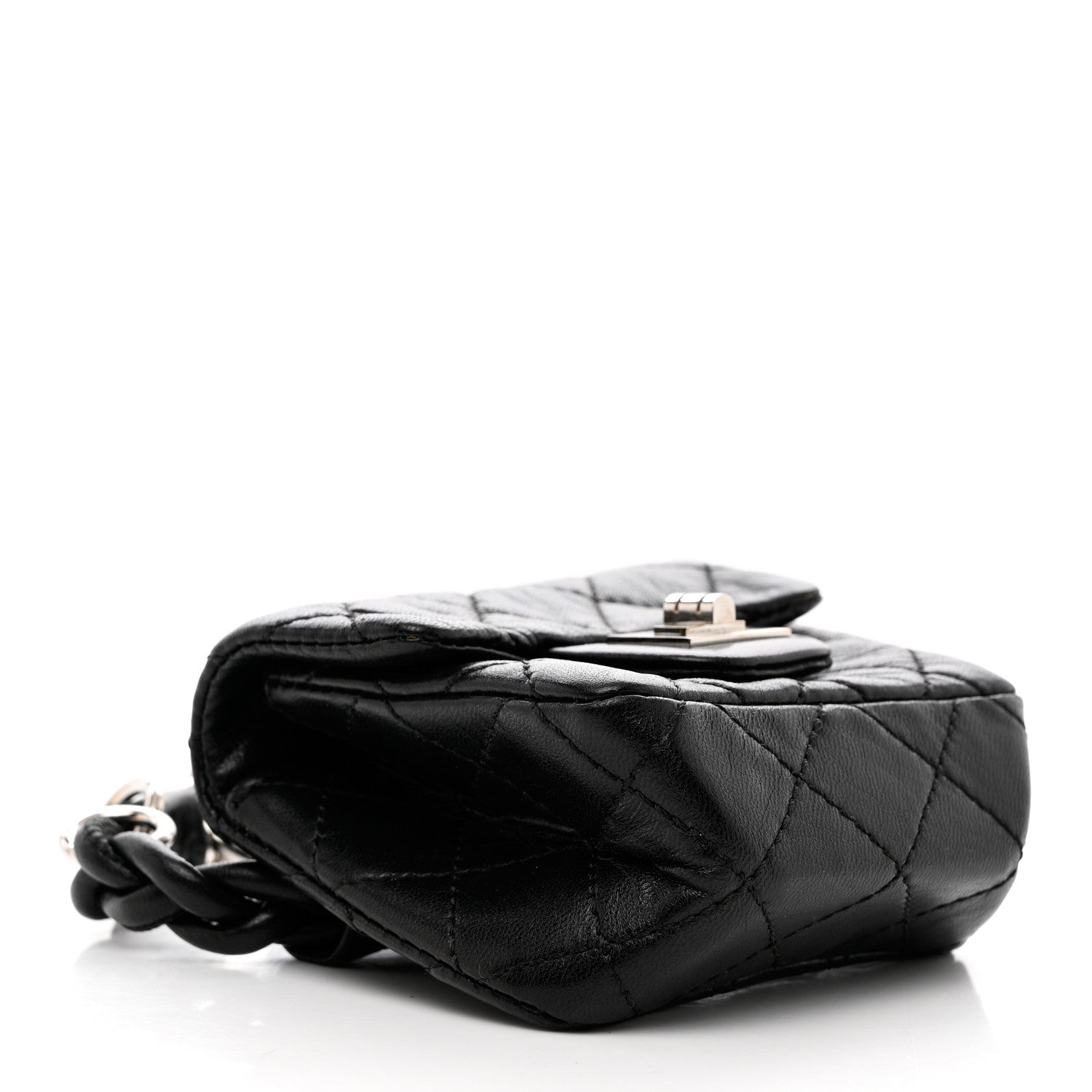 Chanel Calfskin Quilted 2.55 Ankle Wrist Bag Black 5 of 10