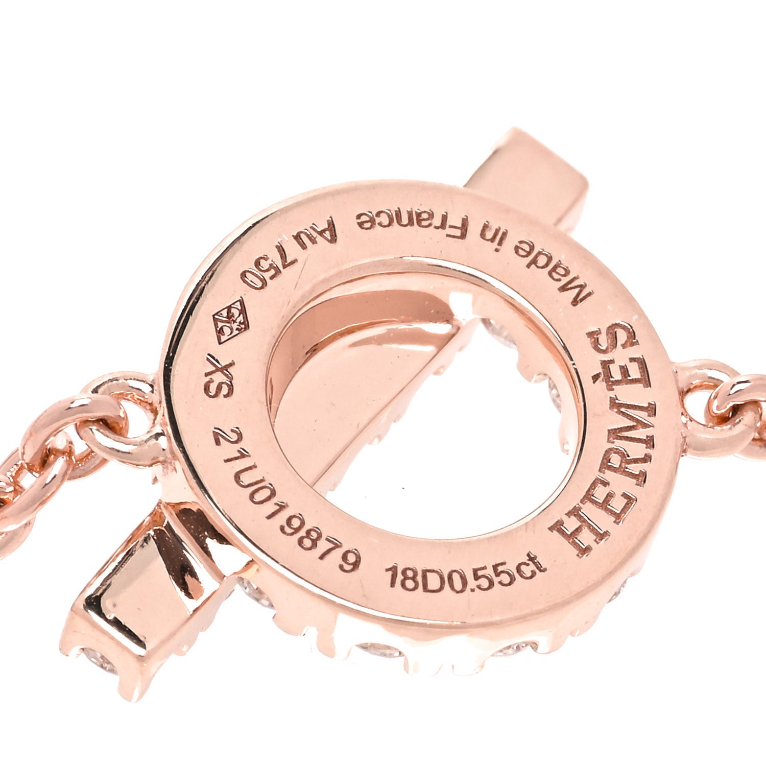 Hermes 18K Rose Gold Diamond Finesse Bracelet XS 4 of 6