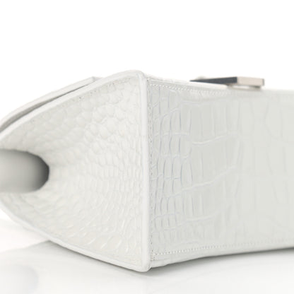 Balenciaga Calfskin Crocodile Embossed Small Hourglass Top Handle Bag White 9 of 13