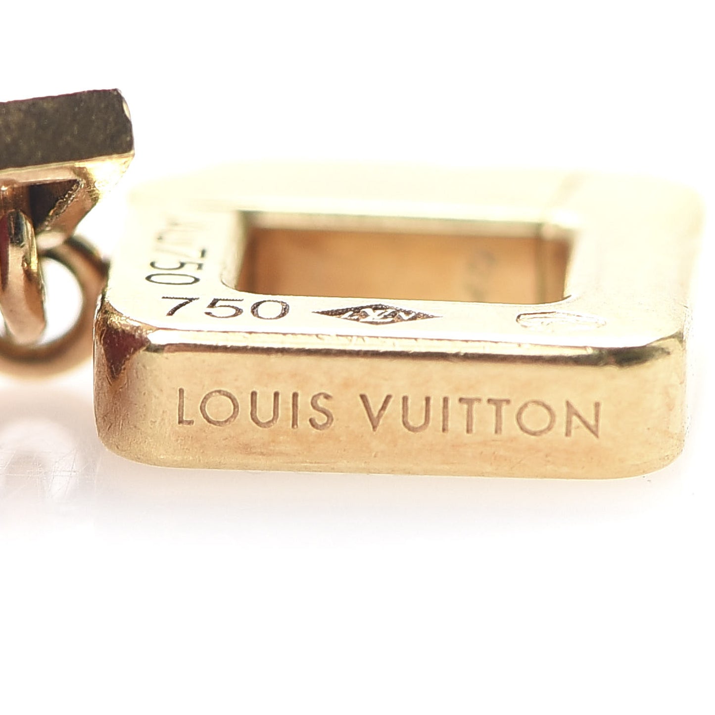 18K Yellow Gold Enamel LV Fountain Pen Charm Red