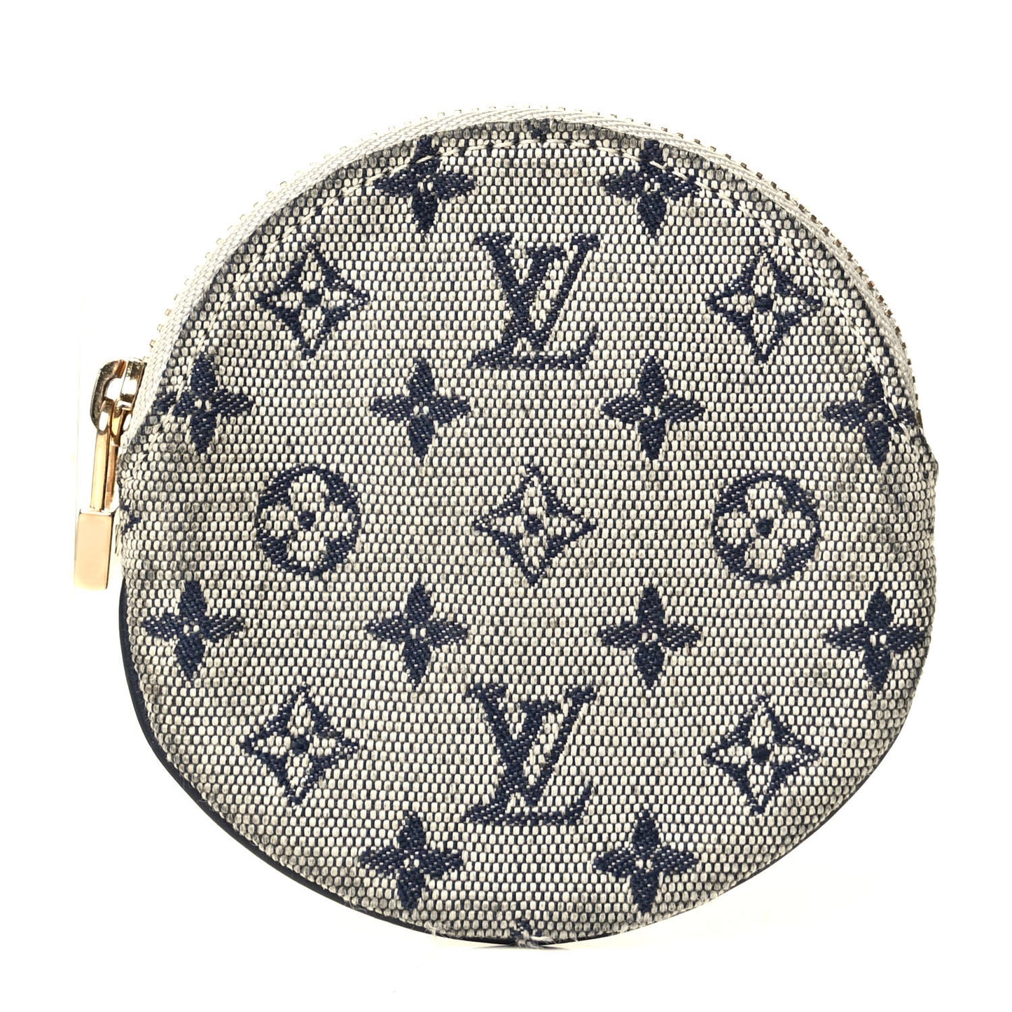 Mini Lin Croisette Round Coin Purse Blue