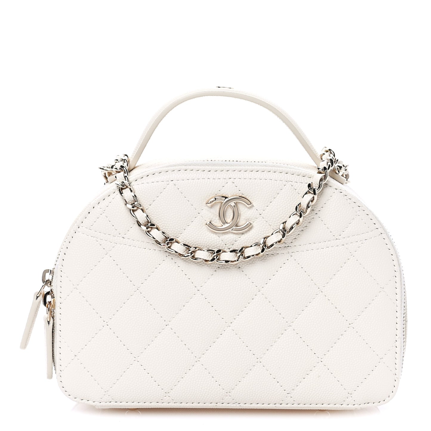 Caviar Quilted Top Handle Vanity Case White