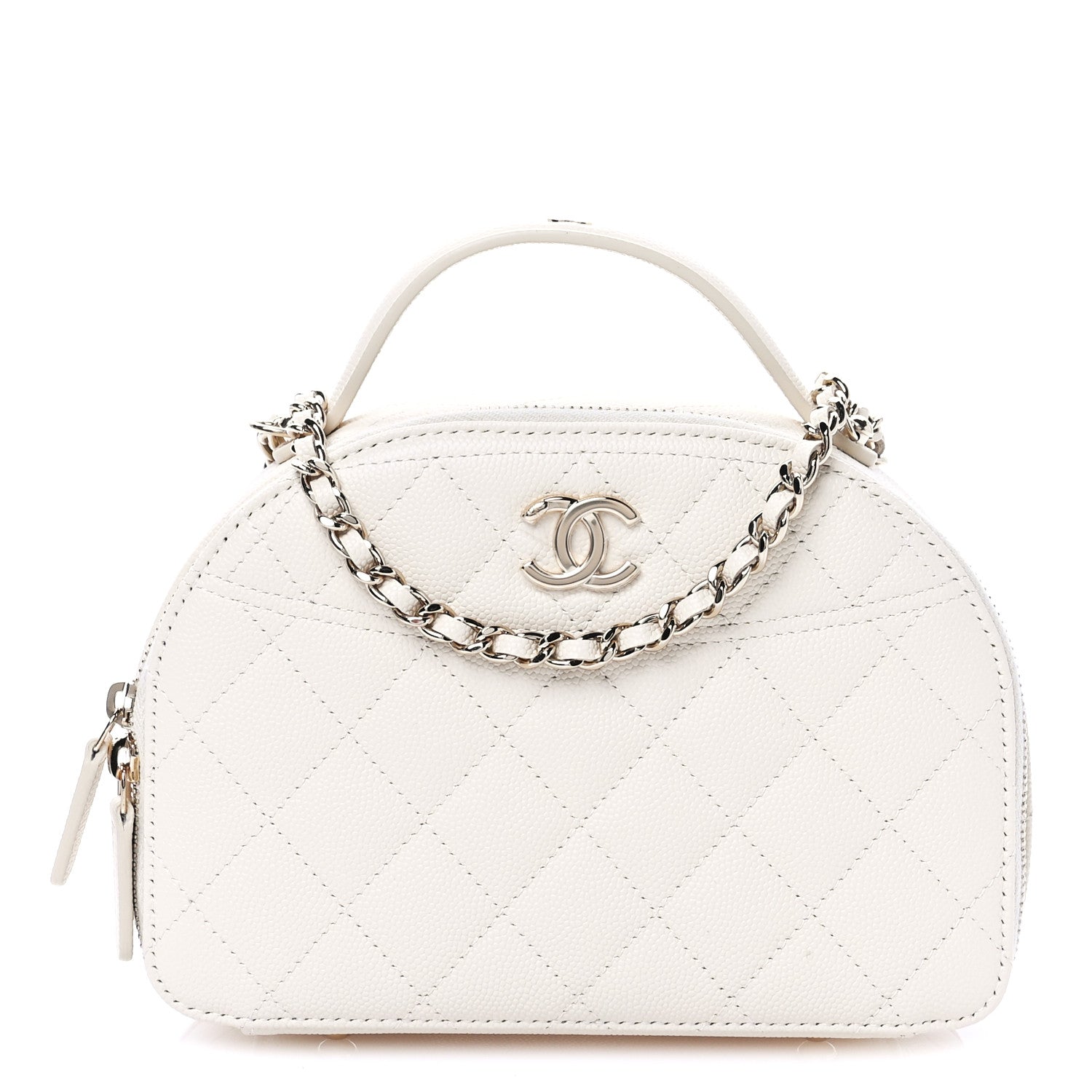 Chanel Caviar Quilted Top Handle Vanity Case White 1 of 11