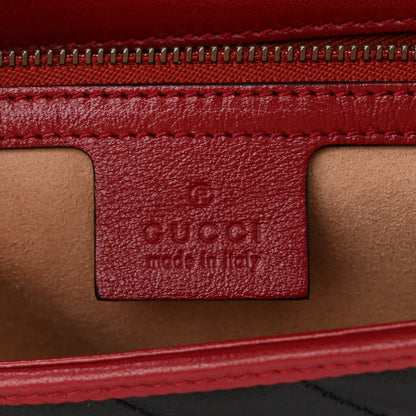 Gucci Vintage Effect Calfskin Matelasse Diagonal Small Torchon GG Marmont Shoulder Bag Black Romantic Cherry 8 of 11
