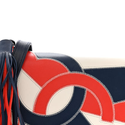 Chanel Lambskin Patchwork CC Tassel Crossbody Bag White Blue Red 10 of 14