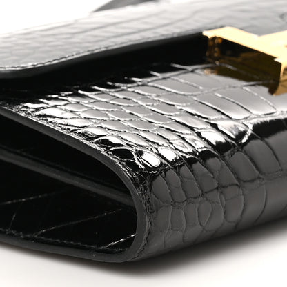 Hermes Shiny Alligator Constance Long Wallet To Go Black 9 of 11