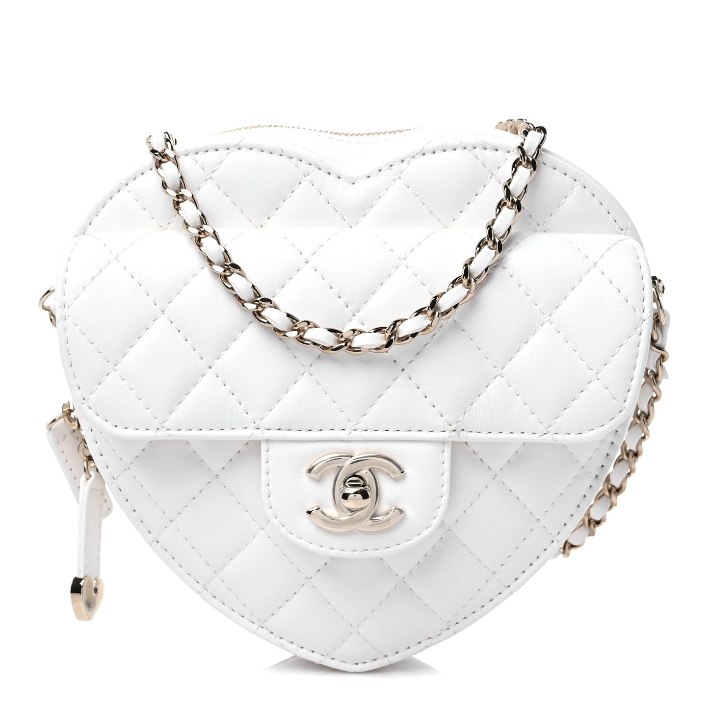 Lambskin Quilted CC In Love Heart Bag White