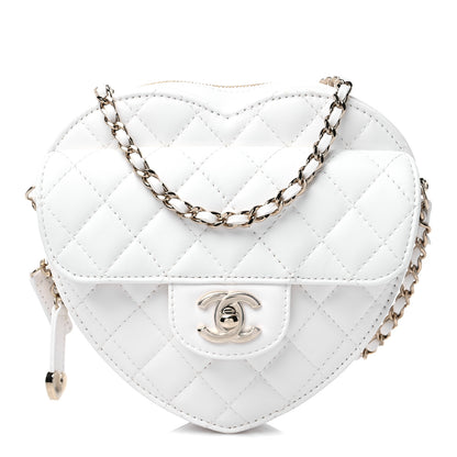 Chanel Lambskin Quilted CC In Love Heart Bag White 1 of 11