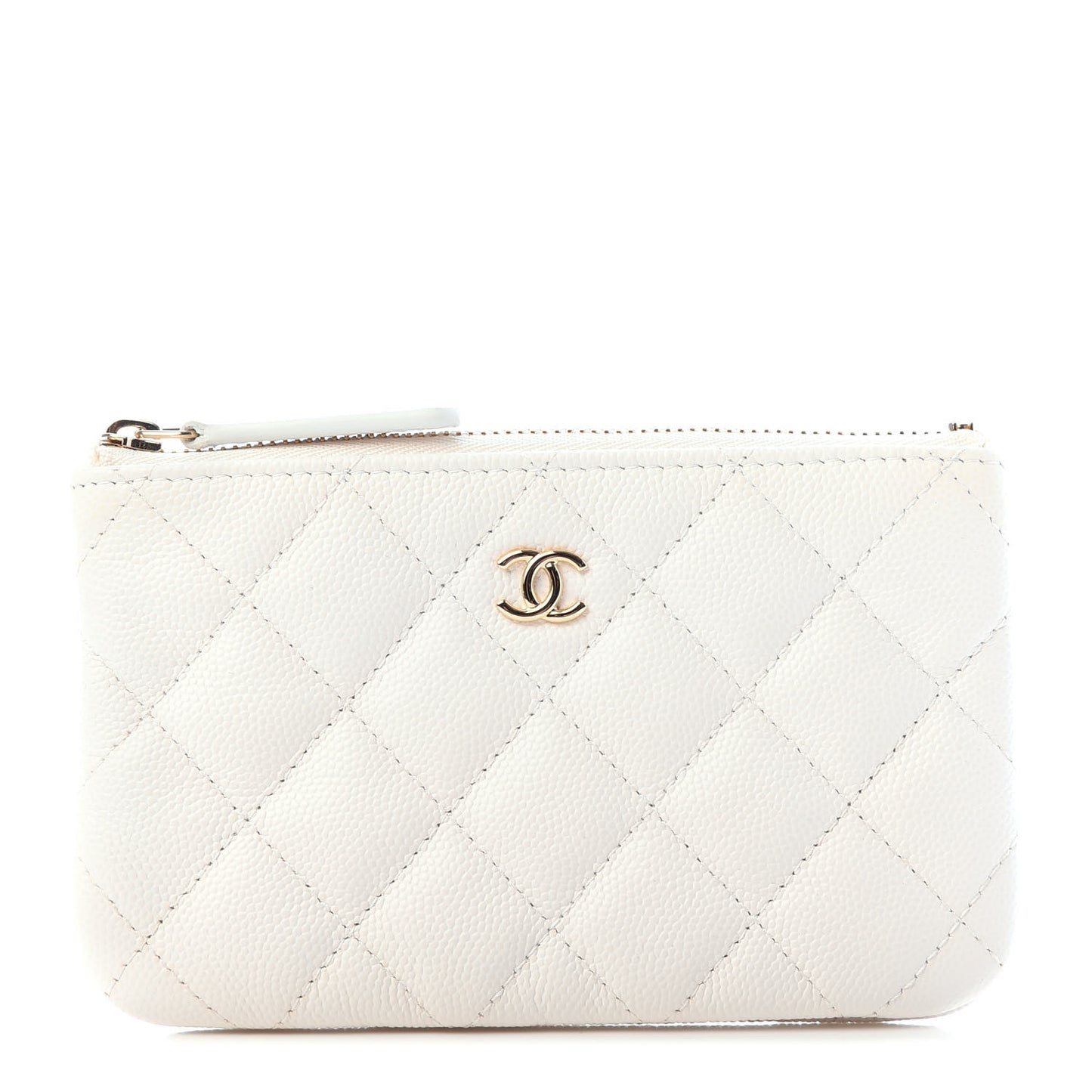 Caviar Quilted Small Cosmetic Case White