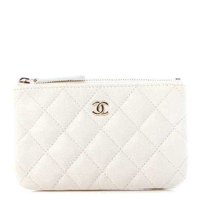 Chanel Caviar Quilted Small Cosmetic Case White 1 of 8