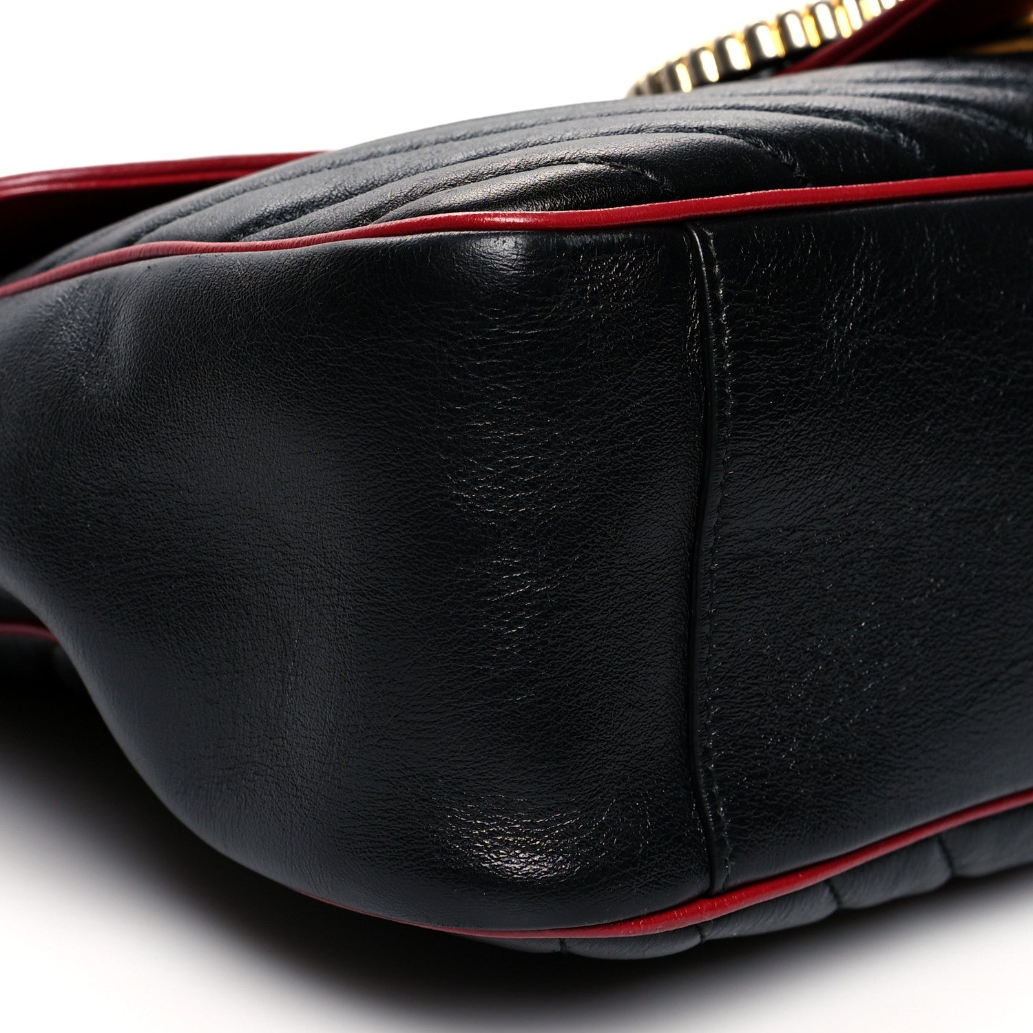 Gucci Vintage Effect Calfskin Matelasse Diagonal Large Torchon GG Marmont Shoulder Bag Black Romantic Cherry 8 of 9