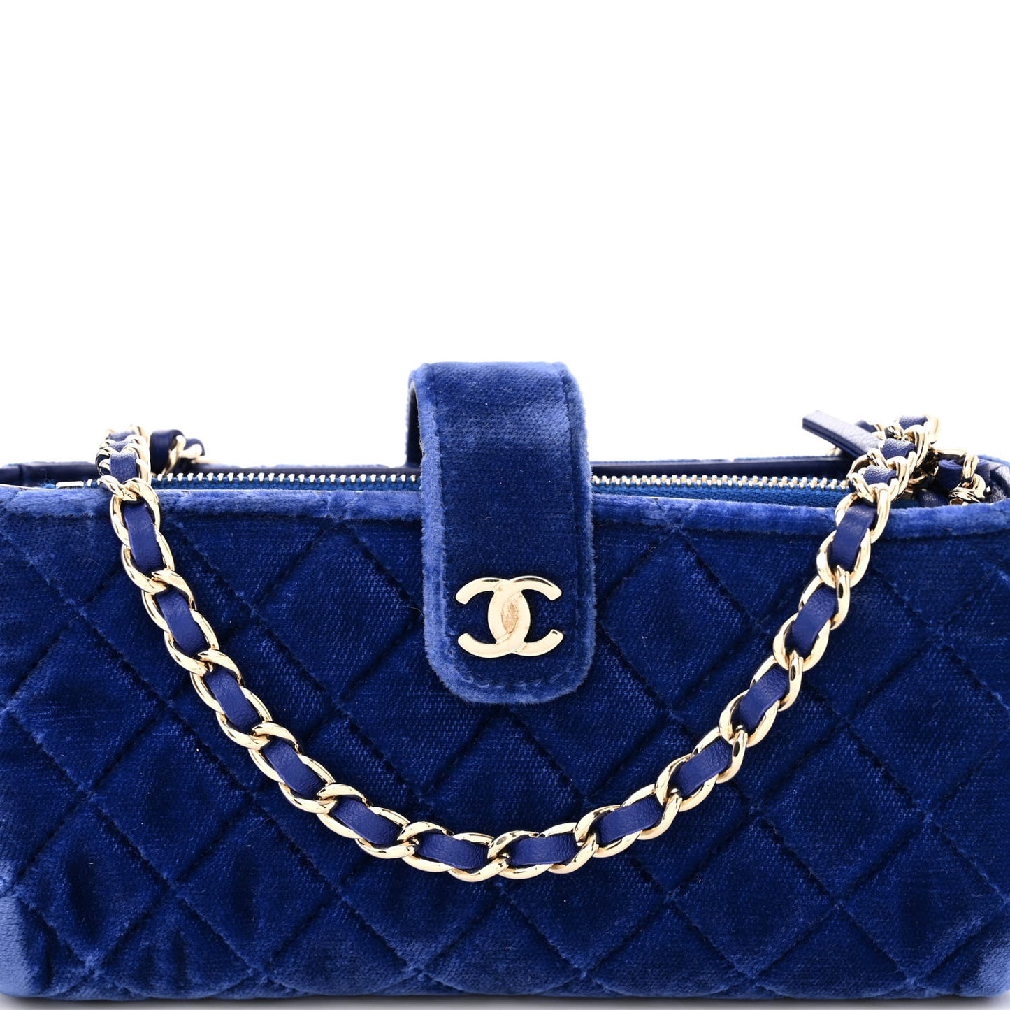 Velvet Quilted Mini Phone Holder Crossbody Bag Blue