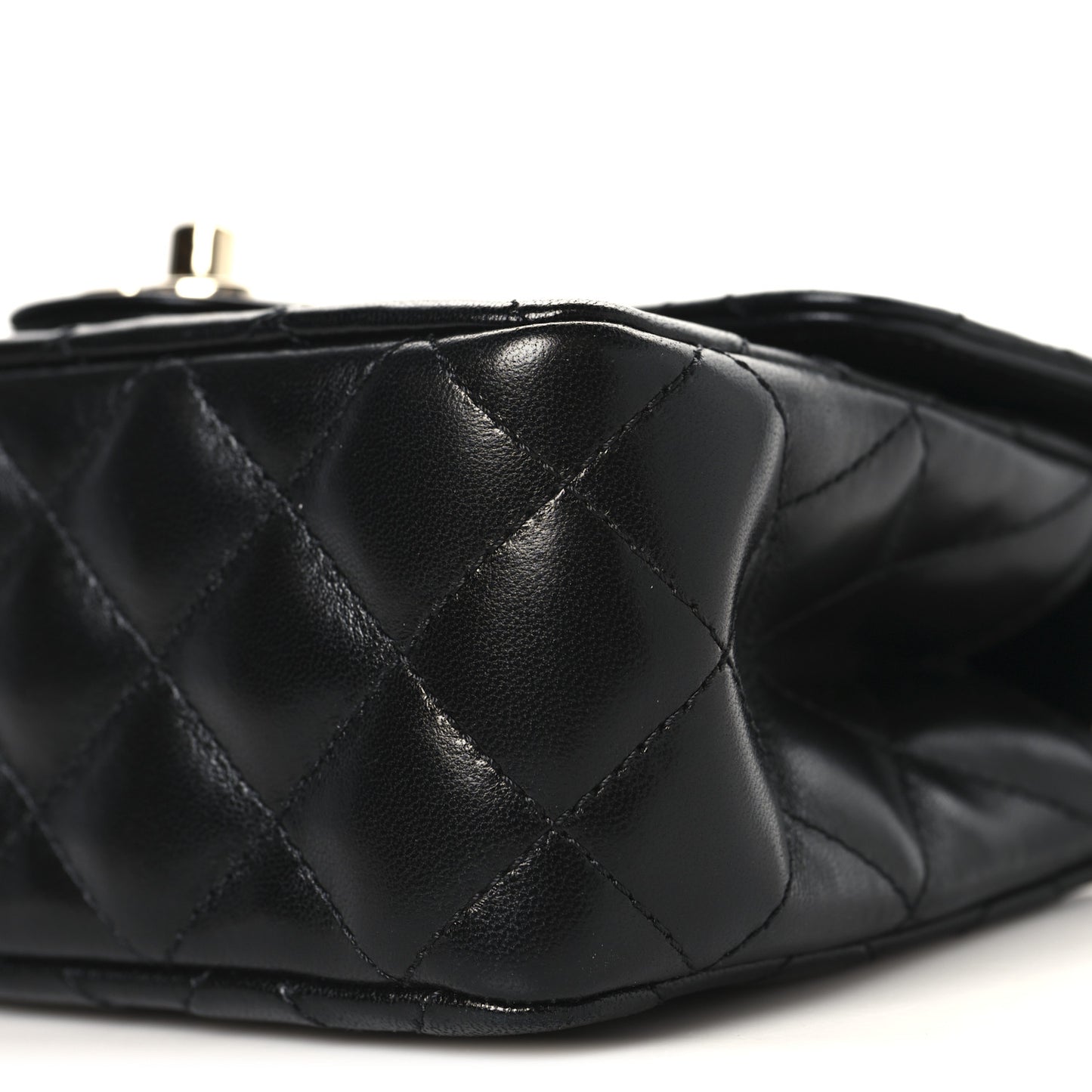 Lambskin Quilted Mini Crystal Top Handle Rectangular Flap Black