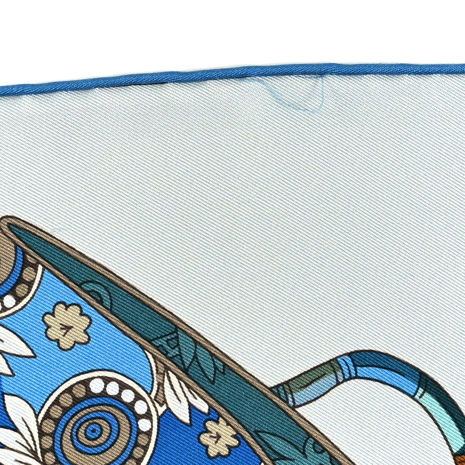 Hermes Silk Voyage En Etoffes Scarf 90 Bleu Pale Blue Jean Vert 4 of 4