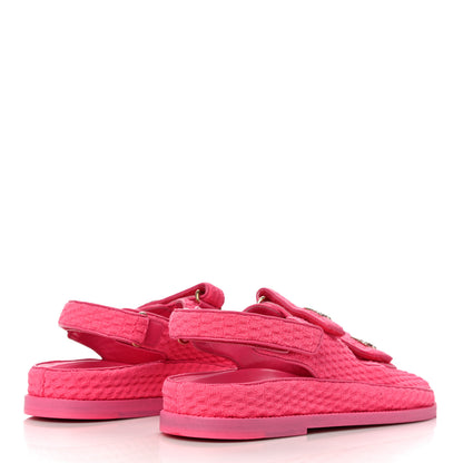 Chanel Knit Fabric Velcro Dad Sandals 40 Pink 3 of 11