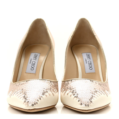 Jimmy Choo Satin Degrade Sequins Romy 85 Pumps 40 Ivory Platinum 3 of 9