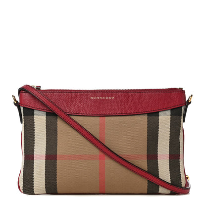 Burberry House Check Derby Peyton Crossbody Clutch Bag Russet Red 1 of 10