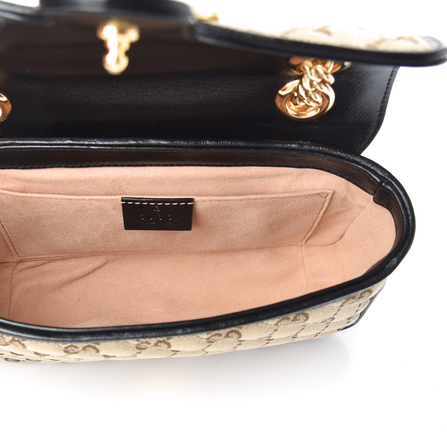Gucci Monogram Matelasse Diagonal Mini GG Marmont Shoulder Bag Beige Black 5 of 8