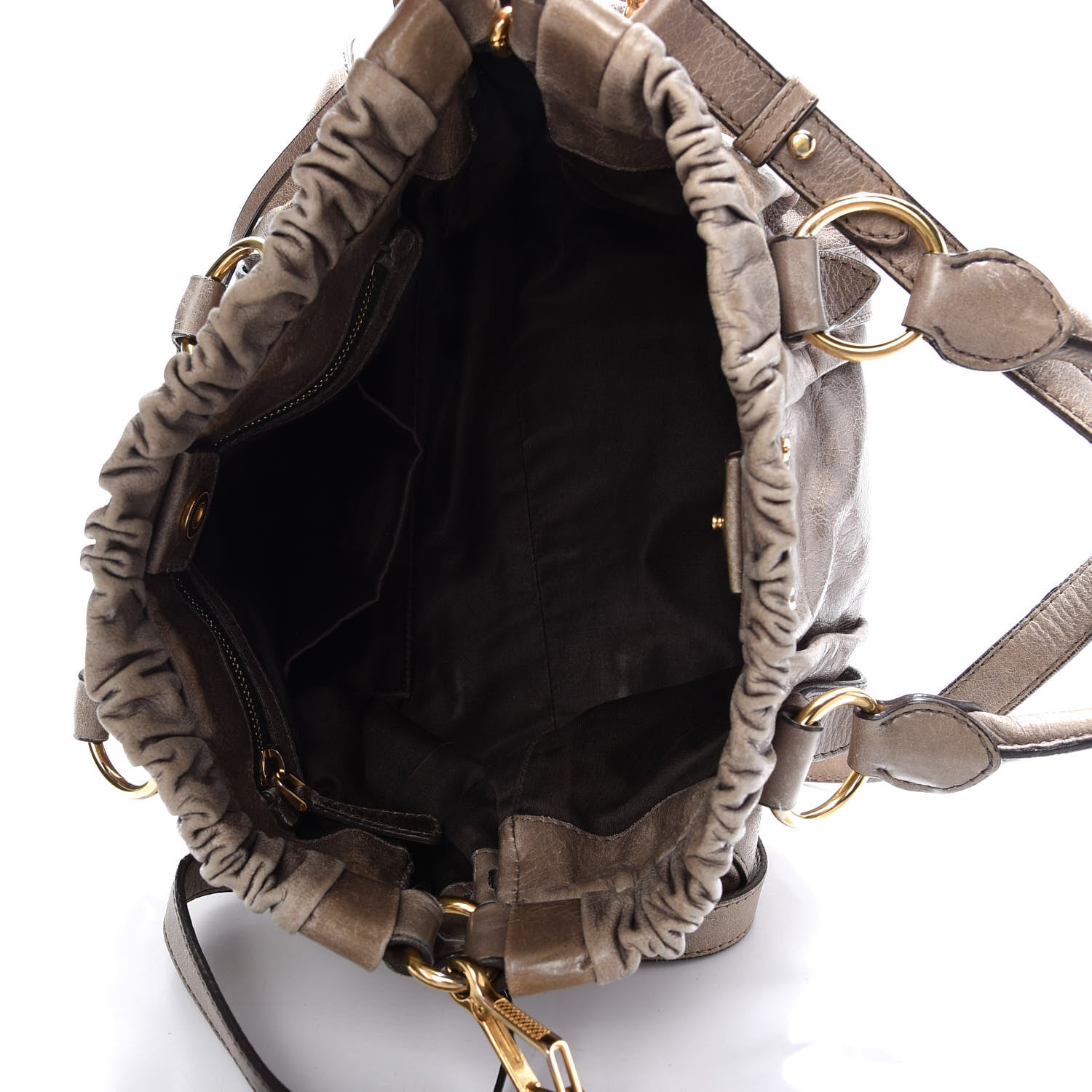 Miu Miu Vitello Lux Gathered Shopper Tote Juta 5 of 8