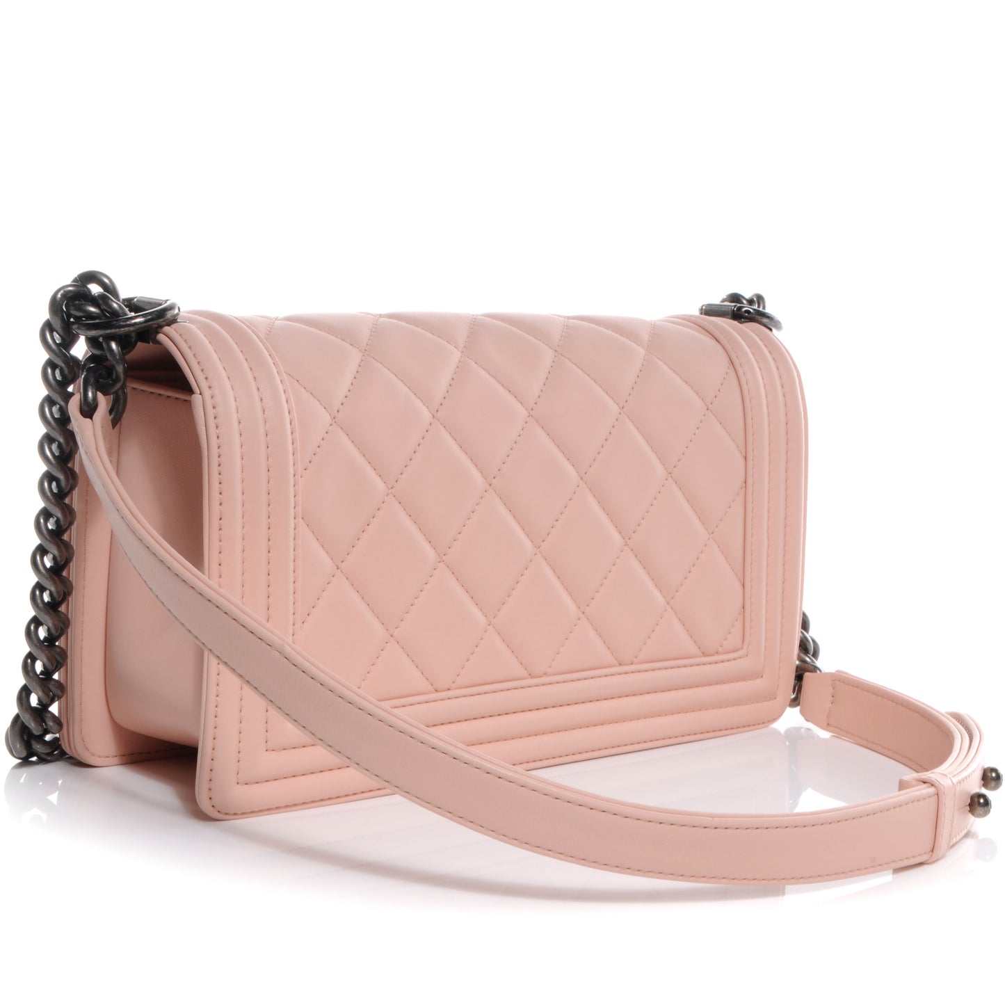 Lambskin Quilted Medium Boy Flap Light Pink