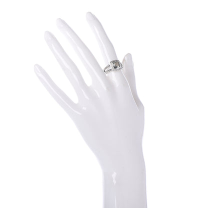 David Yurman Sterling Silver Diamond Prasiolite 7mm Petite Albion Ring 50 5.5 2 of 5