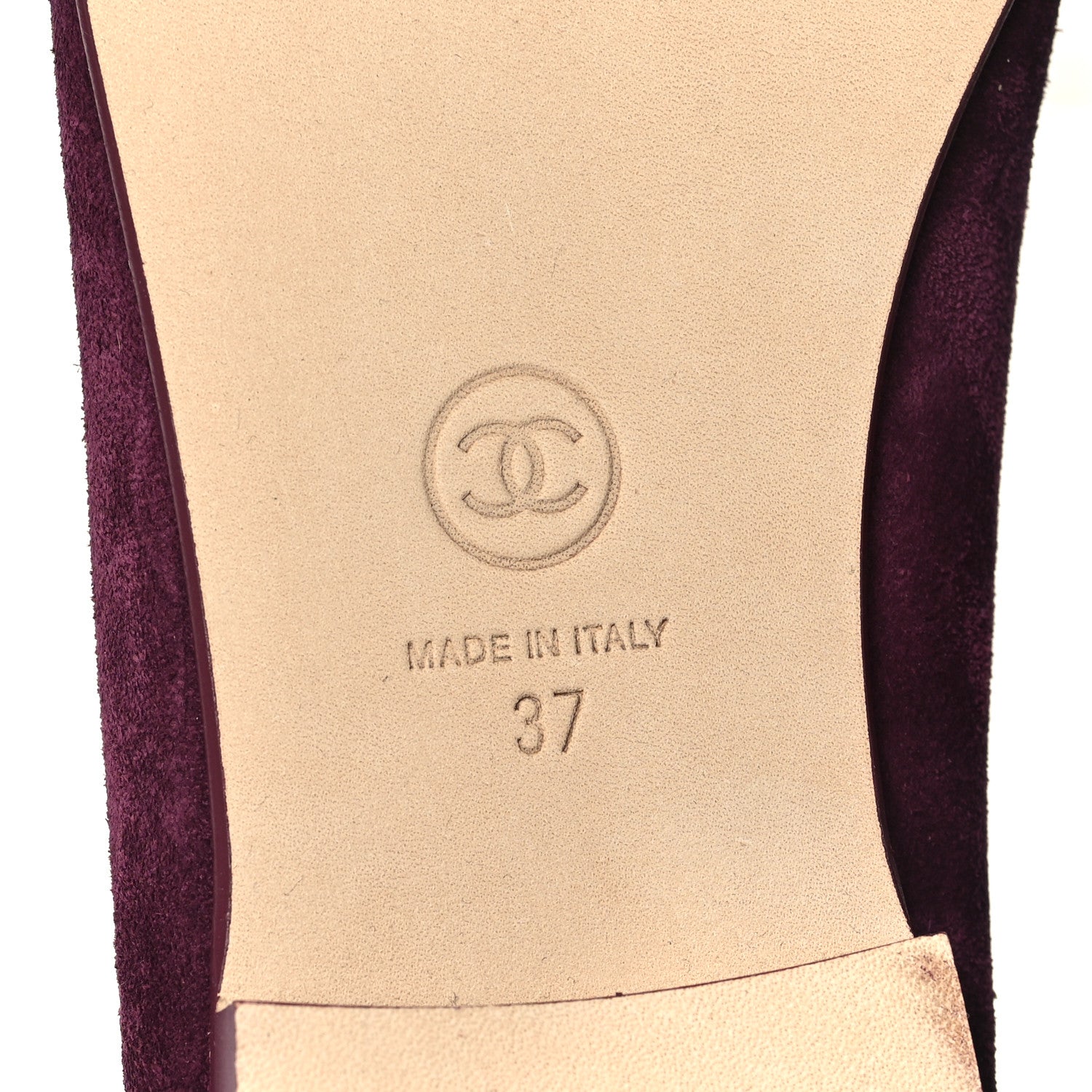 Chanel Suede Patent Calfskin Cap Toe CC Ballerina Flats 37 Burgundy 7 of 10