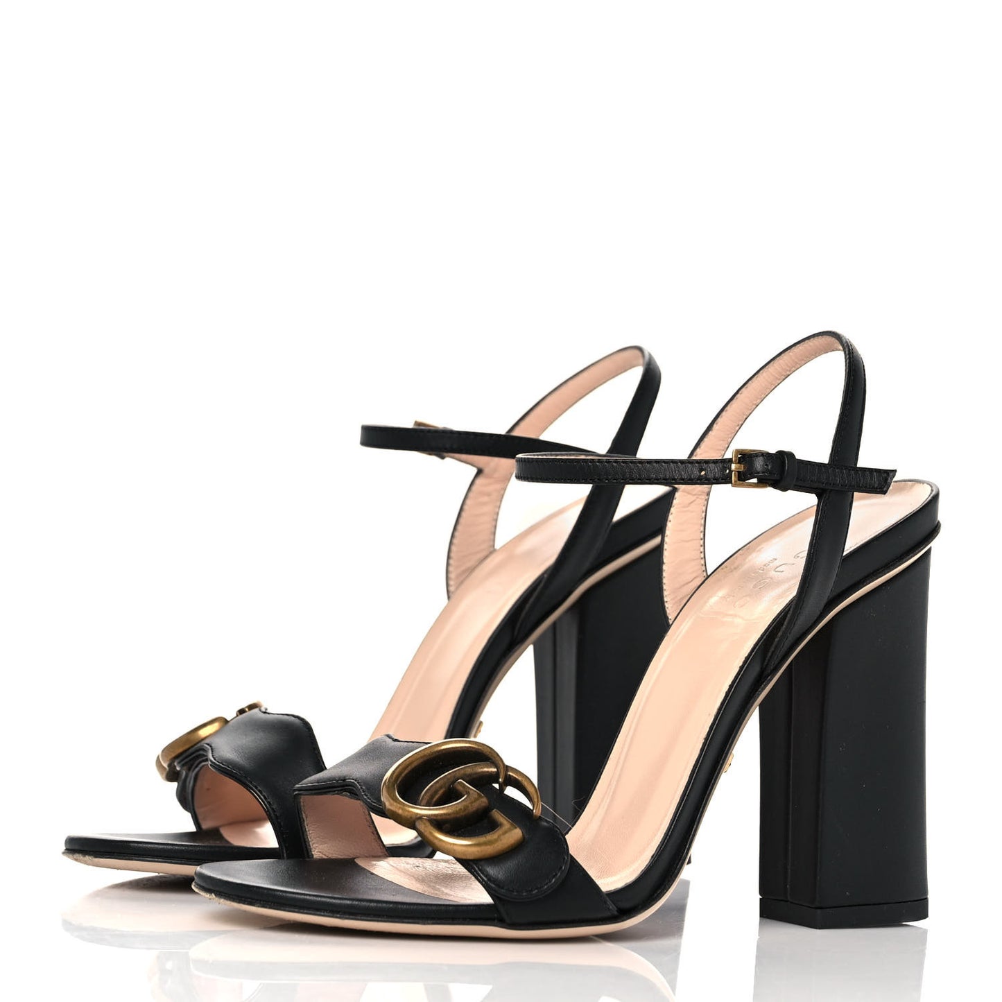 Lifford Calfskin GG Marmont Ankle Wrap 105mm Sandals 35 Black