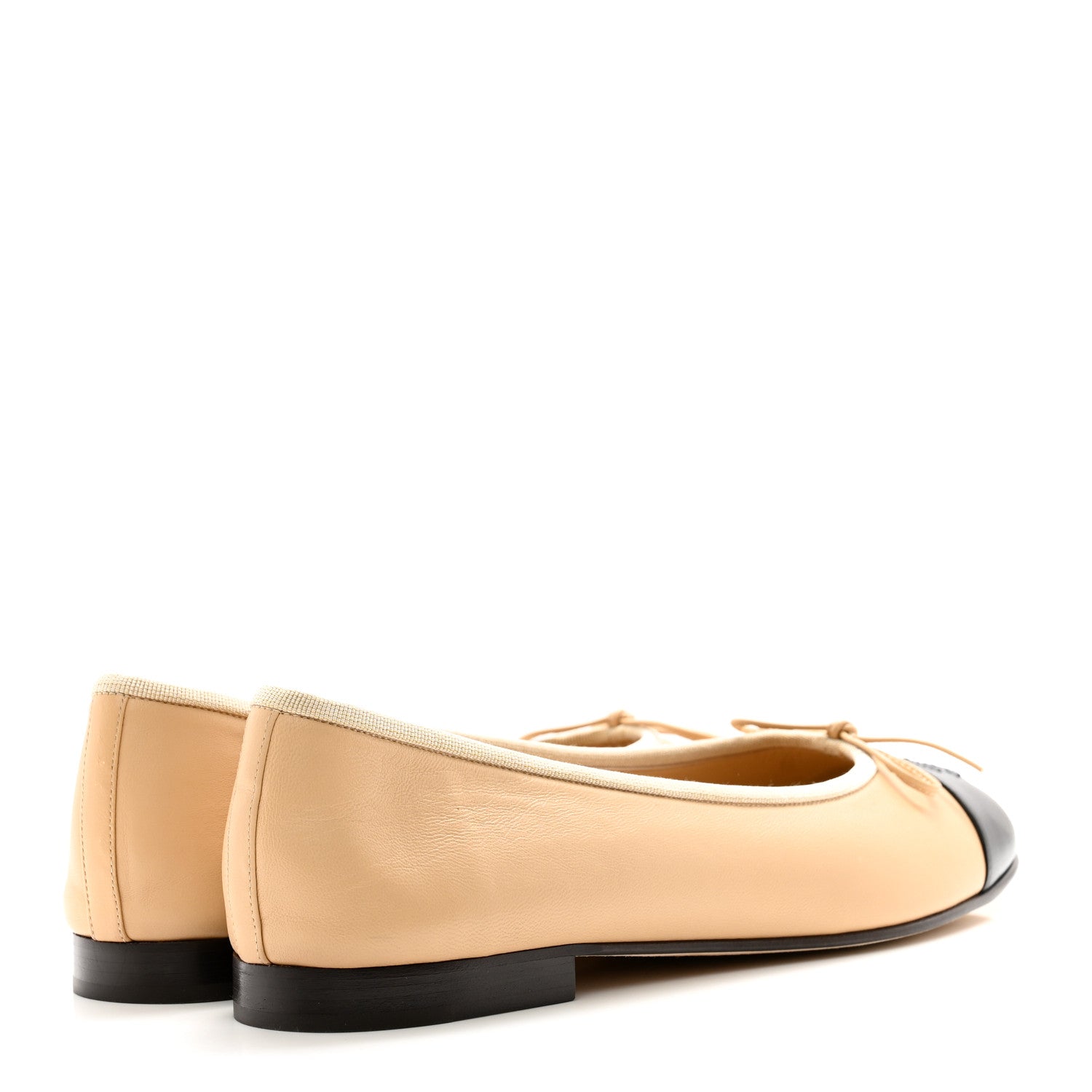 Chanel Lambskin Cap Toe CC Ballerina Flats 41 Dark Beige Black 4 of 9