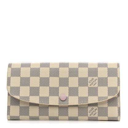 Louis Vuitton Damier Azur Emilie Wallet Rose Ballerine 1 of 9