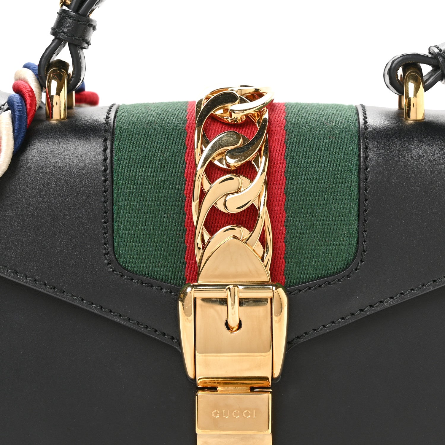 Gucci Calfskin Mini Sylvie Top Handle Bag Black 8 of 11