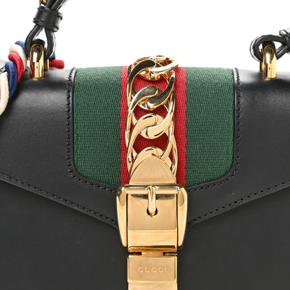 Gucci Calfskin Mini Sylvie Top Handle Bag Black 8 of 11