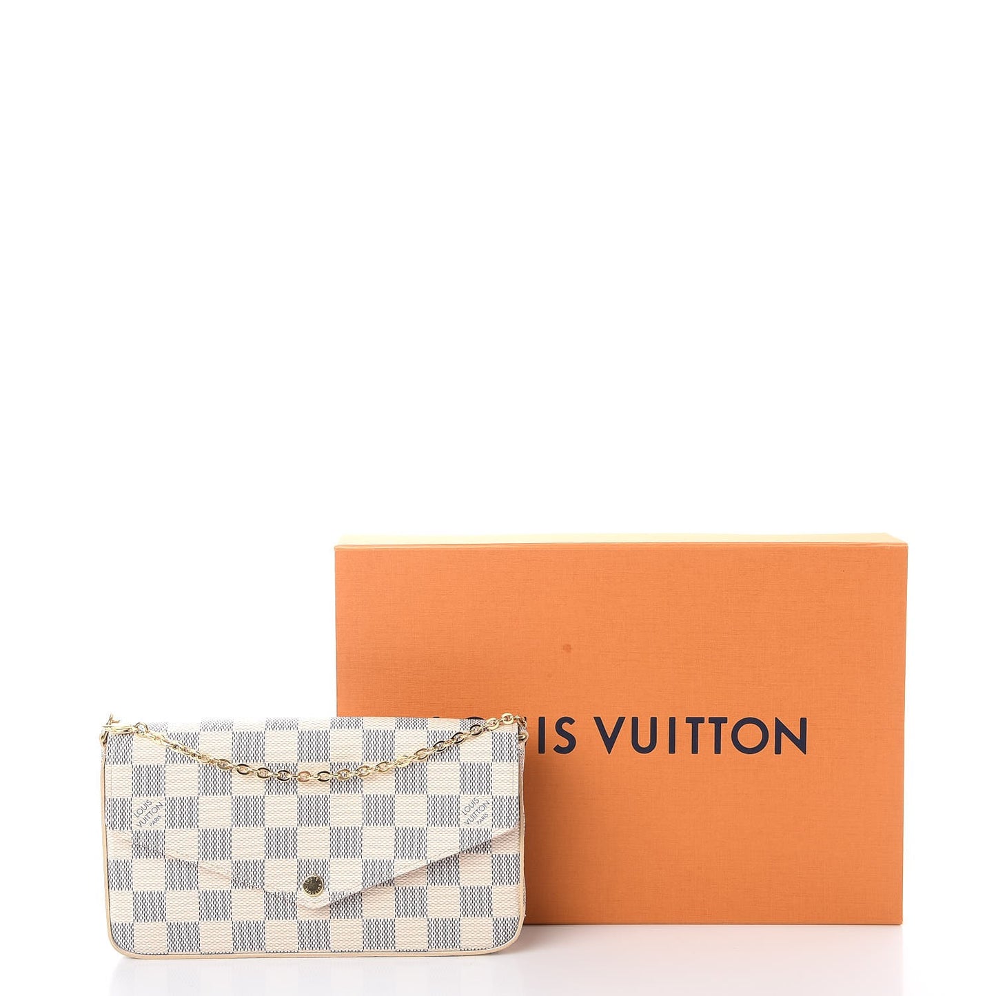 Damier Azur Pochette Felicie Chain Wallet Rose Ballerine