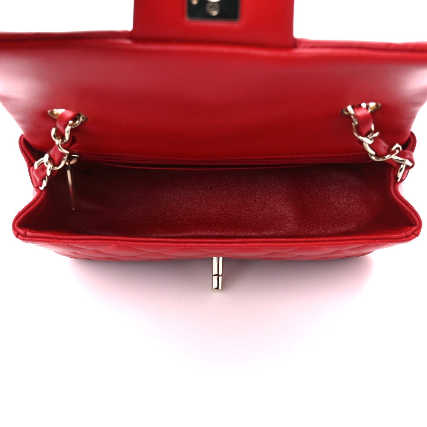 Lambskin Quilted Mini Rectangular Flap Red