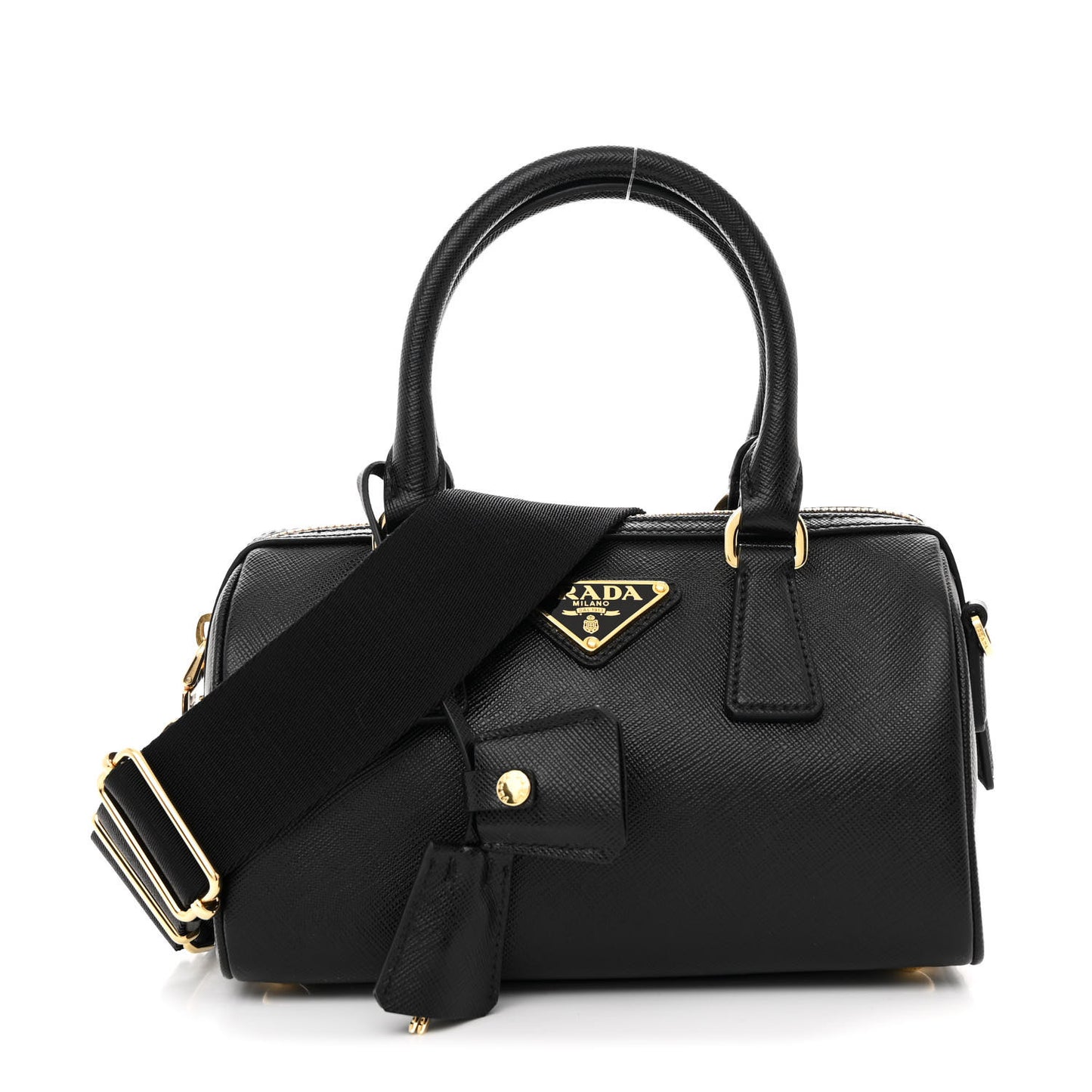 Saffiano Lux Top Handle Crossbody Bag Black
