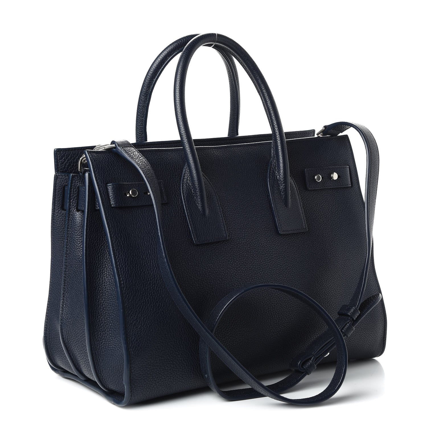 Saint Laurent Grained Calfskin Small Supple Sac De Jour Navy 3 of 14