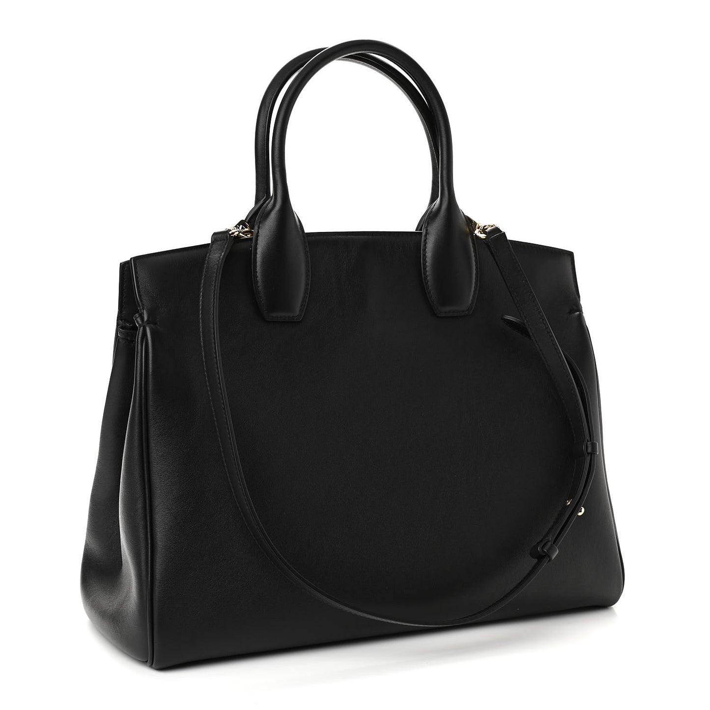 Hammered Calfskin Medium Studio Bag Black