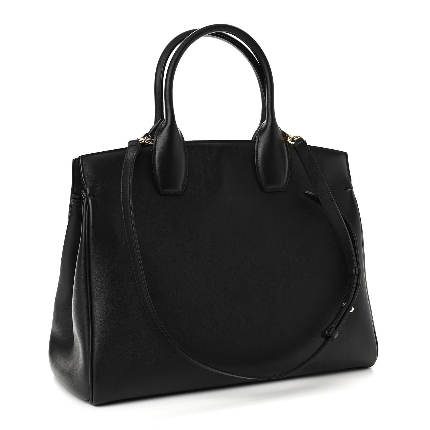 Salvatore Ferragamo Hammered Calfskin Medium Studio Bag Black 3 of 11