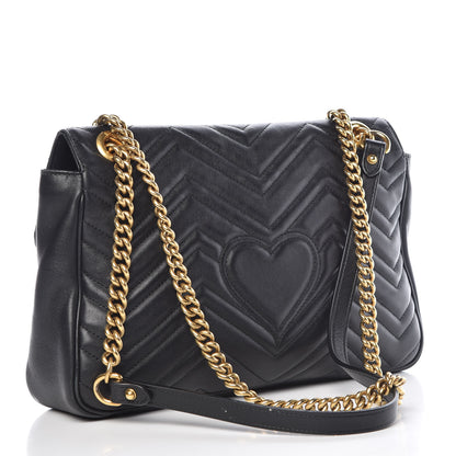 Gucci Calfskin Matelasse Medium GG Marmont Shoulder Bag Black 4 of 14