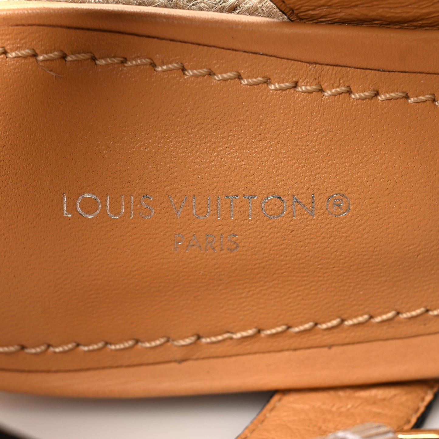 Calfskin Monogram Espadrille Wedge Sandals 38.5 Brown