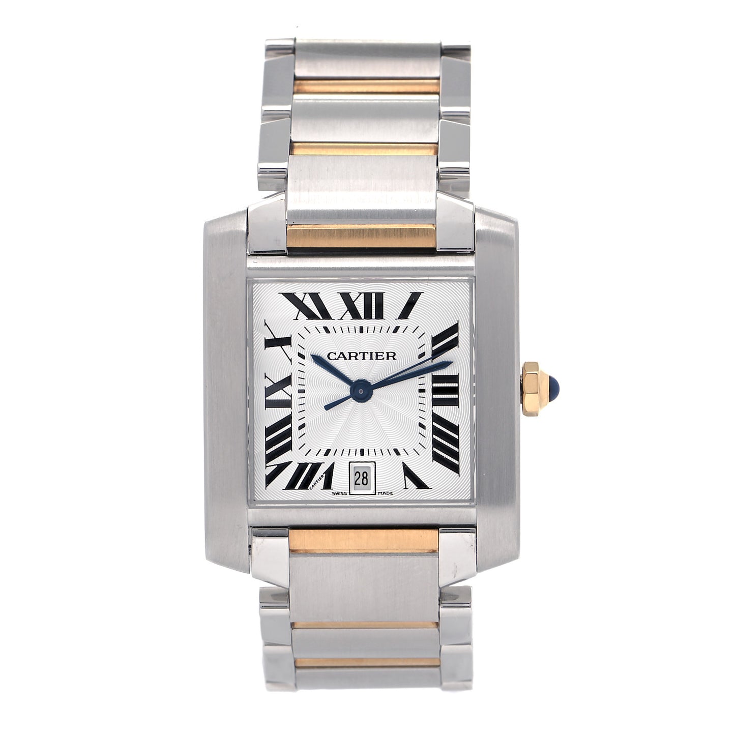 Stainless Steel 18K Yellow Gold 28mm Tank Francaise Automatic Watch