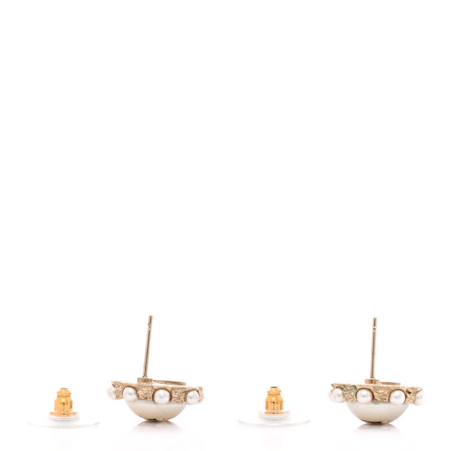 Chanel Metal Pearl CC Round Earrings Gold 4 of 6