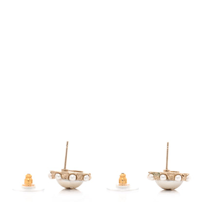 Chanel Metal Pearl CC Round Earrings Gold 4 of 6