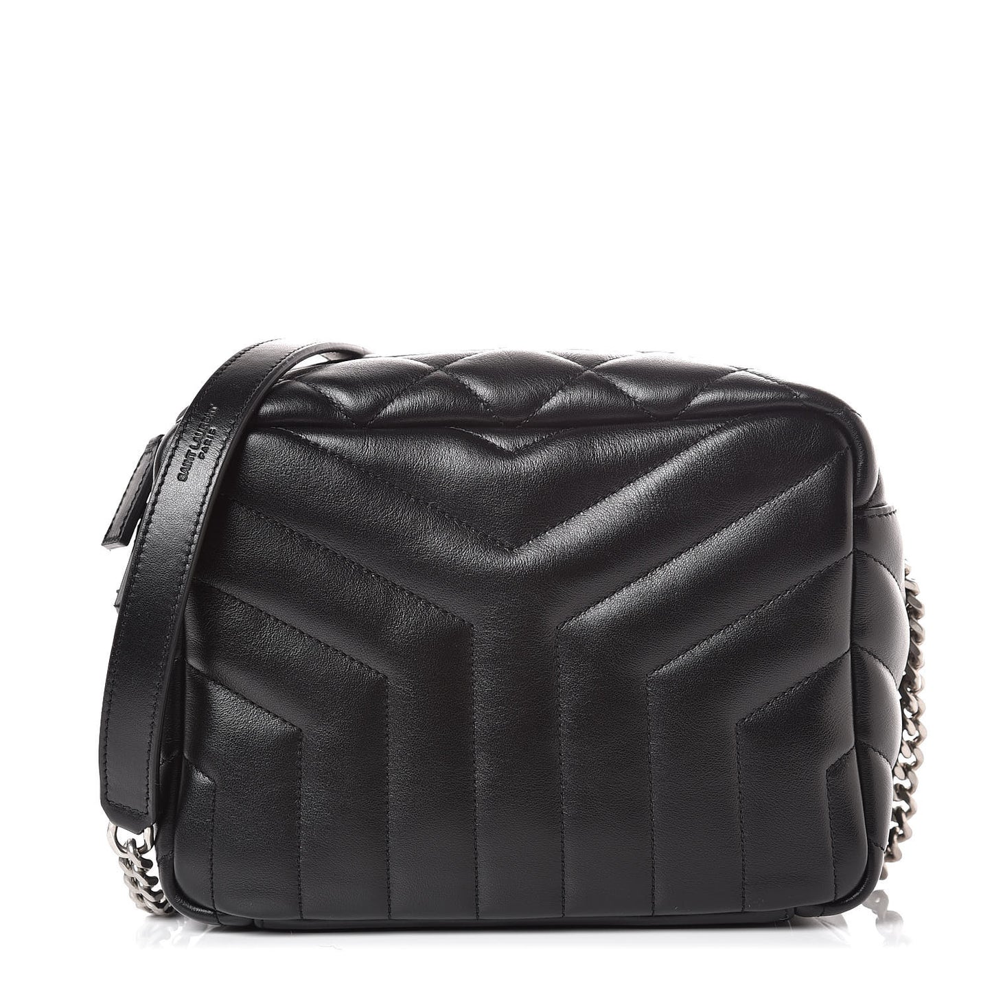 Calfskin Y Quilted Monogram Small Loulou Bowling Bag Black