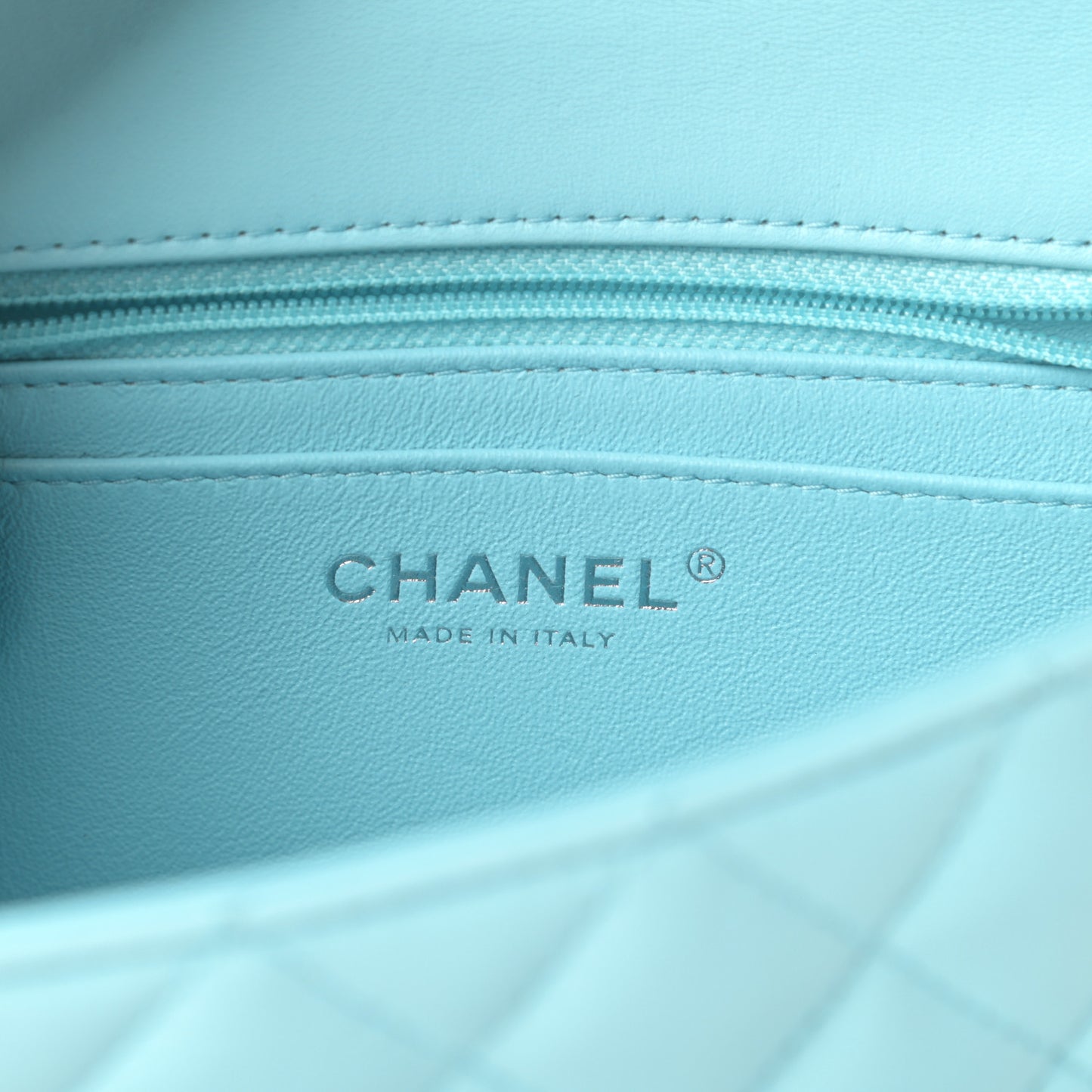Lambskin Quilted Mini Rectangular Flap Neon Blue