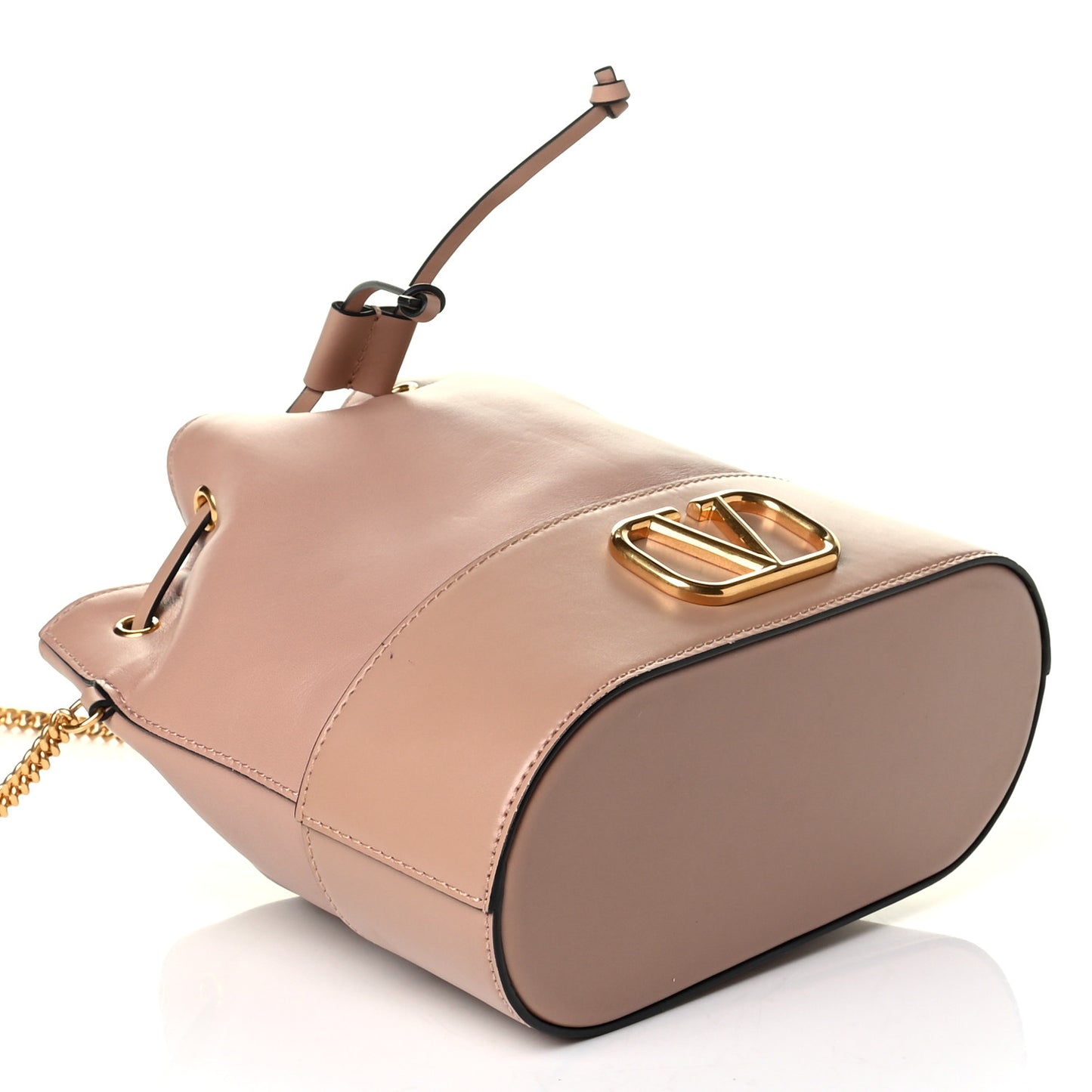 Nappa Mini VLogo Signature Chain Bucket Bag Rose Cannelle